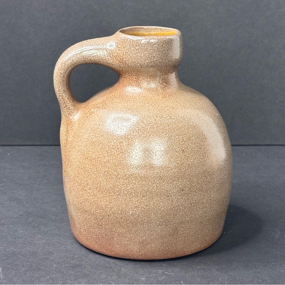 VTG BBP Beaumont Brothers Salt Glazed Stoneware Pottery Jug Blue Flower 4.5” - Picture 3 of 8